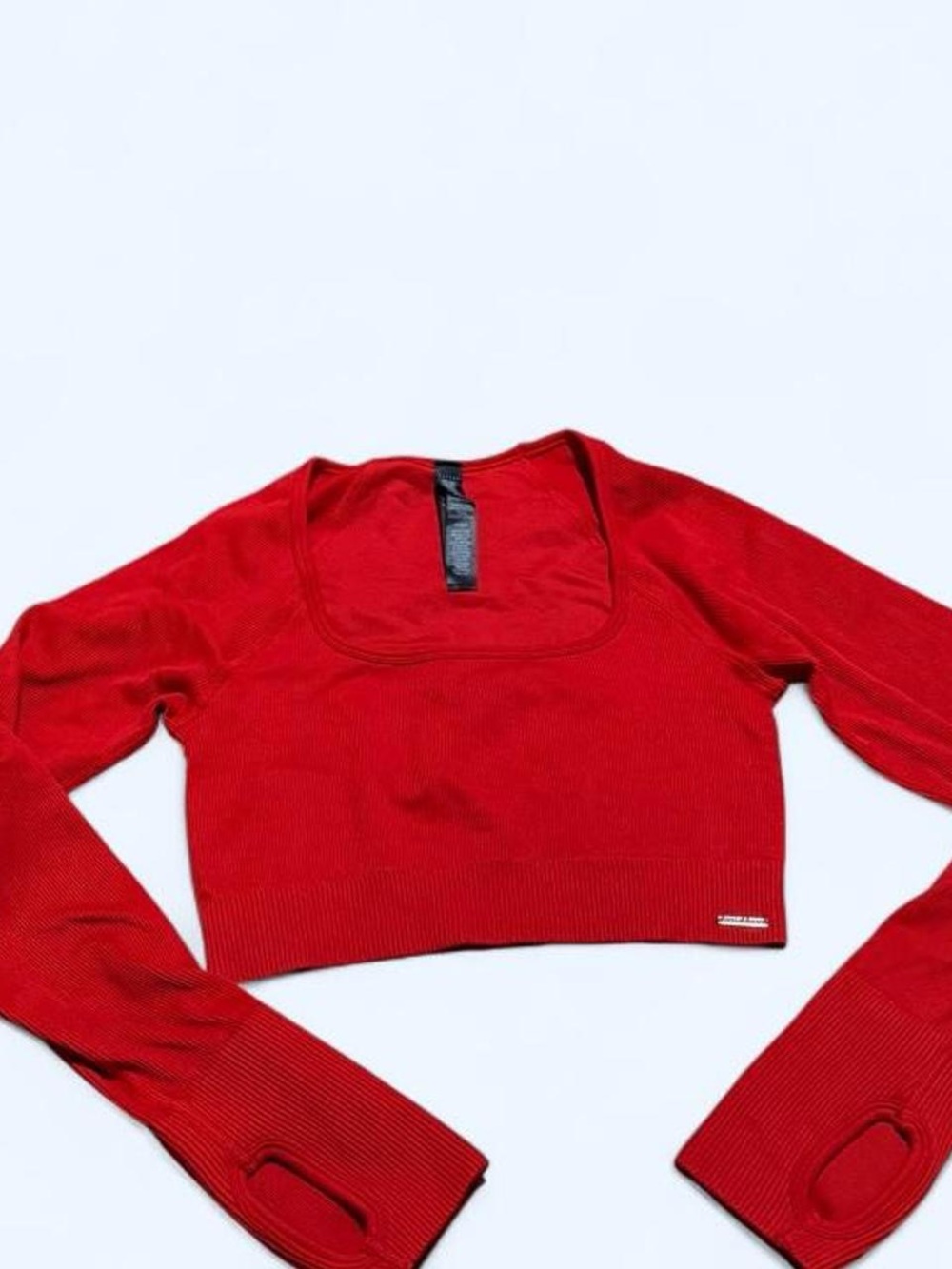 Savage X Fenty Red Ribbed Long Sleeve Crop Top